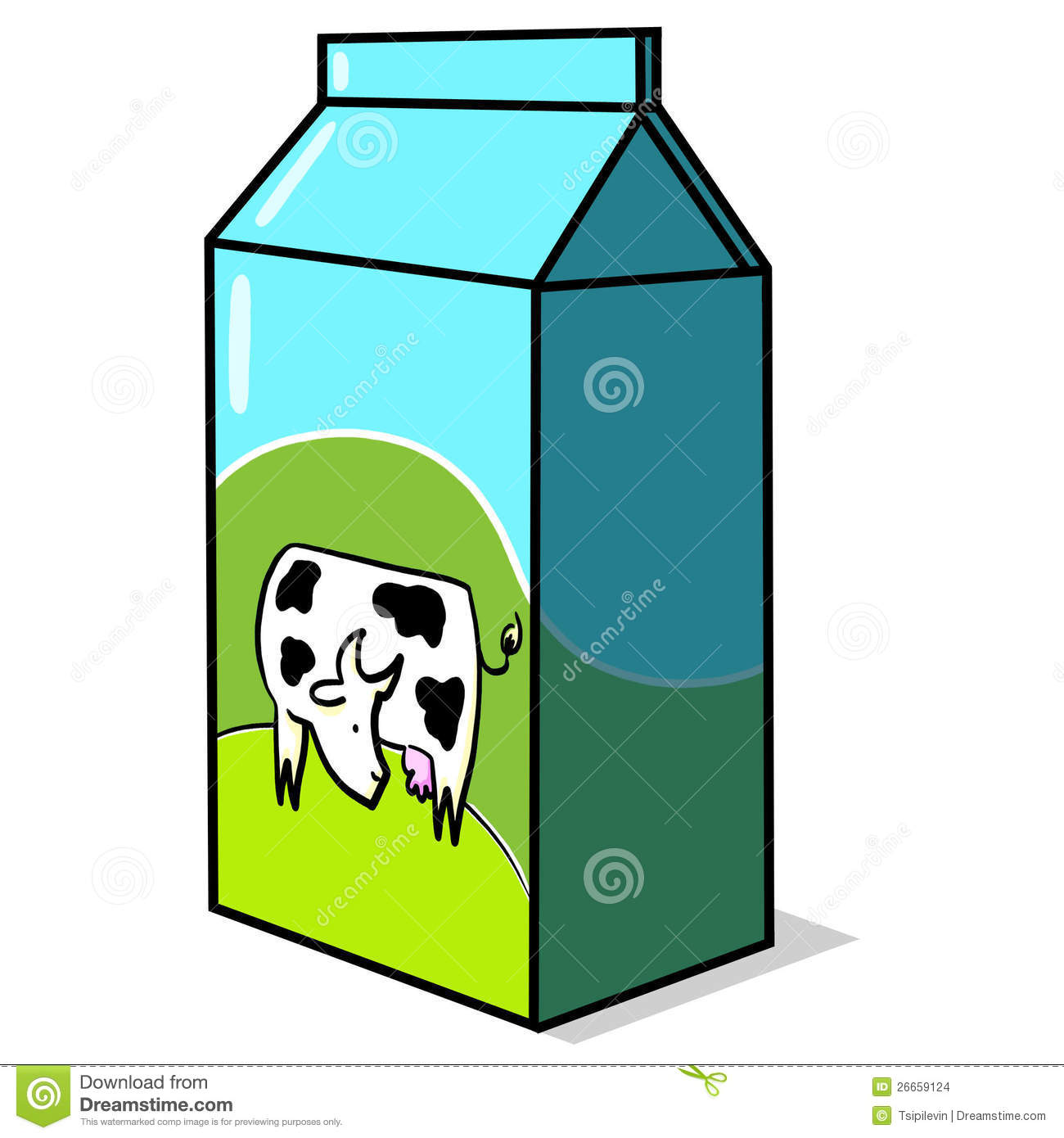 Milk Carton With Cow Illustration  Cow Drawing On A Milk Carton