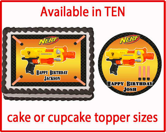 Nerf Dart Gun War Edible Cake Cookie Or Cupcake Toppers Birthday Party