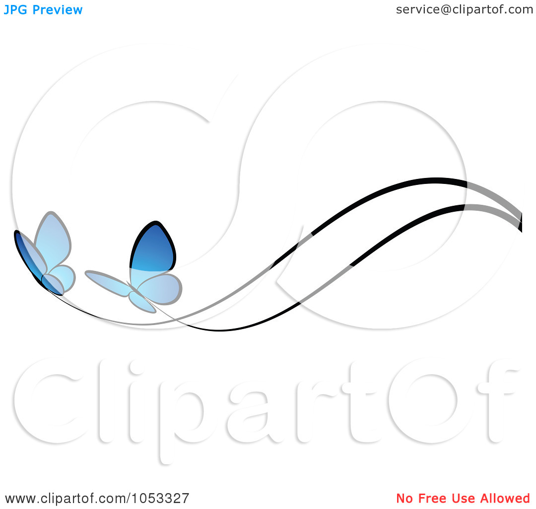 Of A Border Of Two Blue Butterflies And Black Lines By Elena  1053327