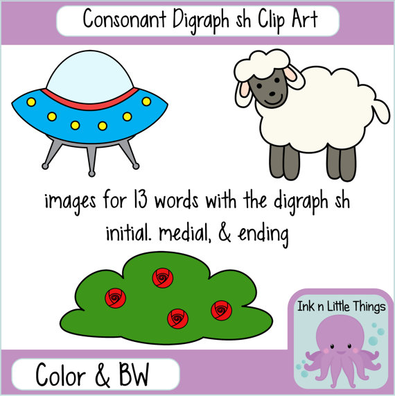 Phonics Clipart   Consonant Digraph Sh Clip Art   Instant Download