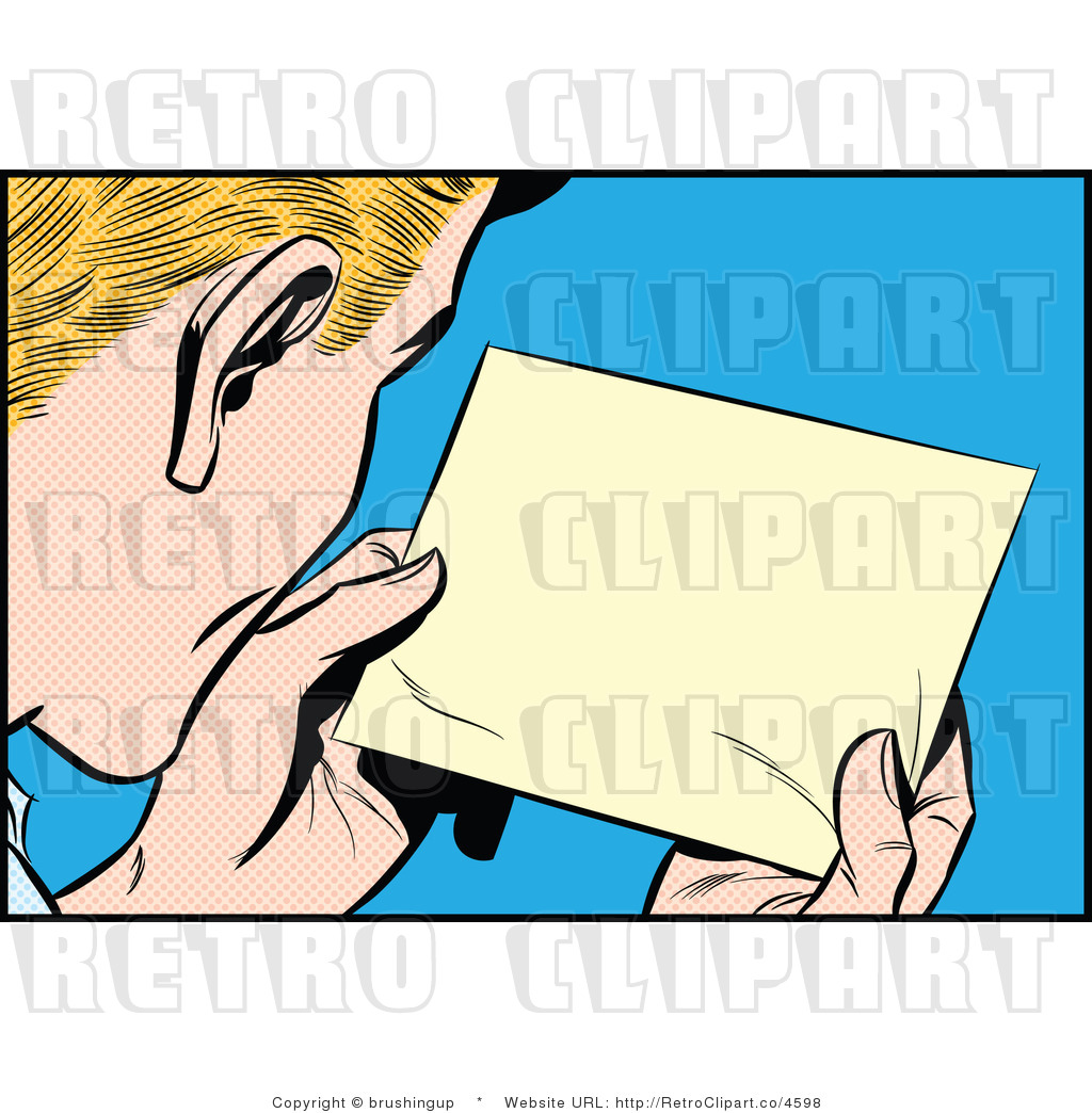 Retro Pop Art Guy Reading A Note Royalty Free Vector Clipart By