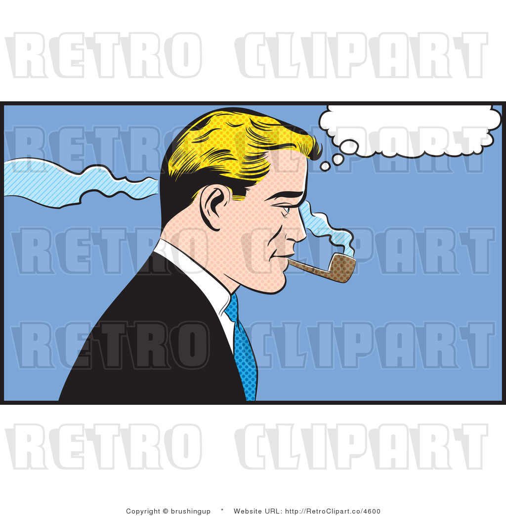 Retro Pop Art Guy Smoking A Tobacco Pipe Royalty Free Vector Clipart