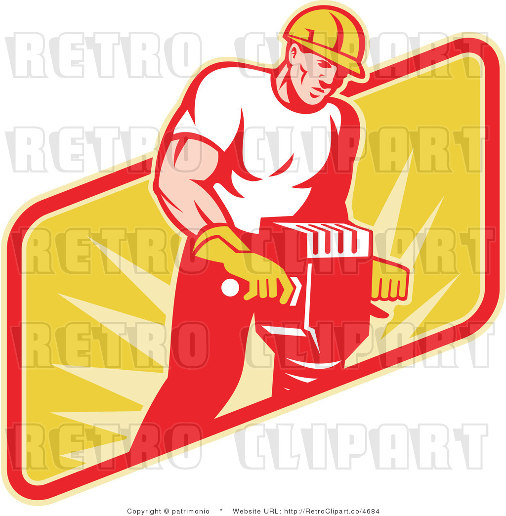 Royalty Free Retro Jackhammer Guy Vector Clipart By Patrimonio    4684