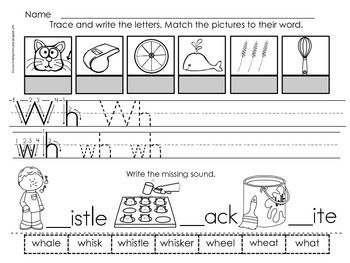 Sorting Pictures That Begin With Wh  Digraph Worksheets  Students Use