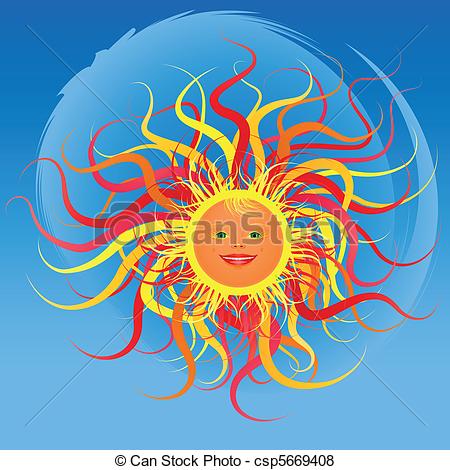 Vector Of The Curly Sun   The Stylized Curly Sun Against The Sky