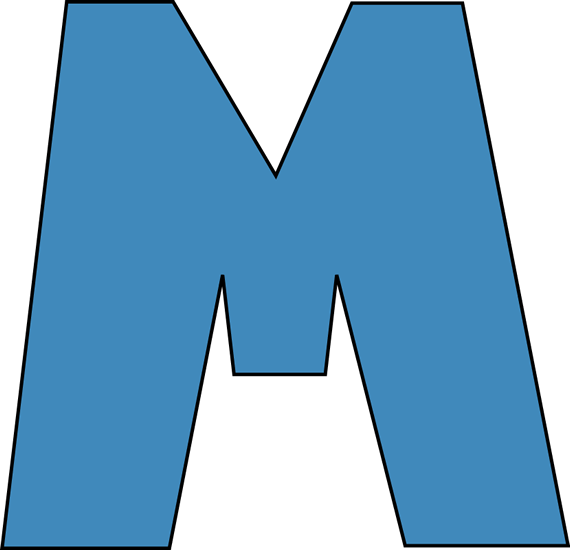 Blue Alphabet Letter M Clip Art Image   Large Blue Capital Letter M