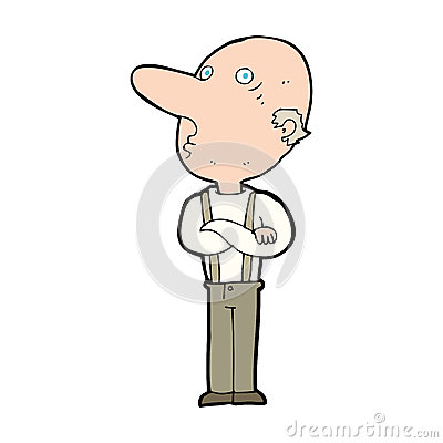 Cartoon Old Man With Folded Arms Royalty Free Stock Photography