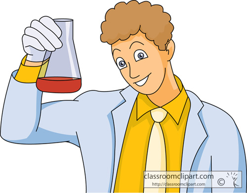 Chemistry   Chemist Looking At Flask   Classroom Clipart