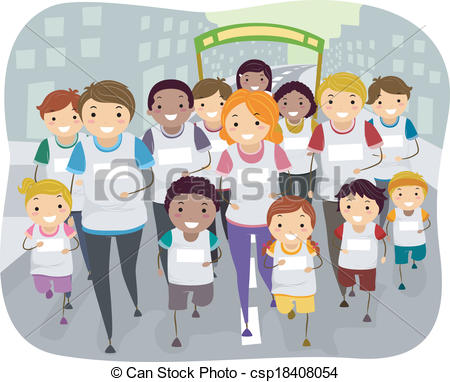 Clipart Vector Of Family Run   Illustration Of A Family Participating