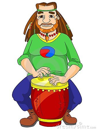 Hippie Playing The Bongo Royalty Free Stock Photography   Image