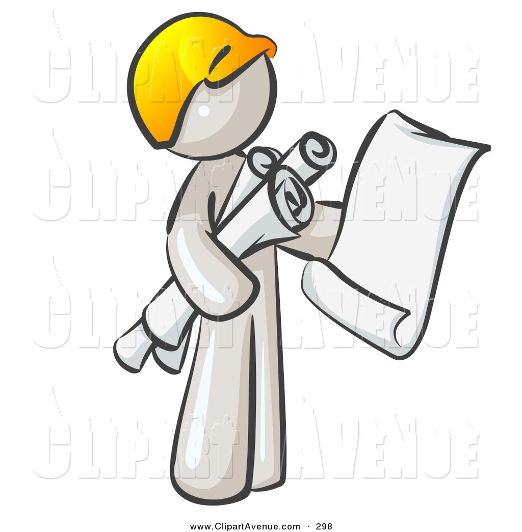 Larger Preview  Avenue Clipart Of A White Man Contractor Or Architect