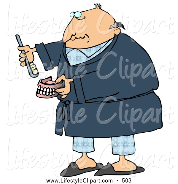 Lifestyle Clipart Of A Stubborn Old Balding White Man In Blue Pjs And