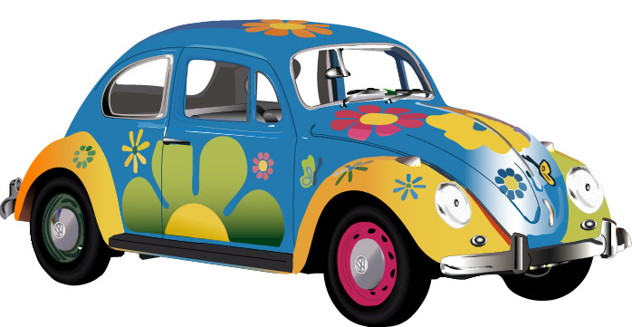 Modern Rendition Of The Flower Power Decoration On A Vw Bug