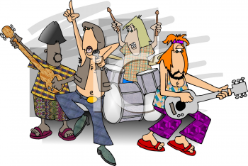 Old Hippie Band   Royalty Free Clipart Image
