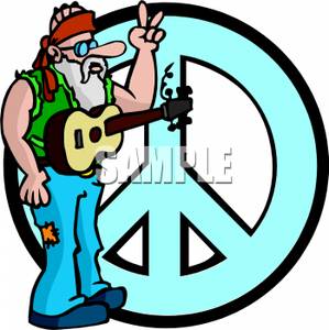 Retro Hippie With A Peace Sign   Royalty Free Clipart Picture