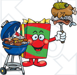 Royalty Free  Rf  Clipart Illustration Of A Grilling Christmas Present