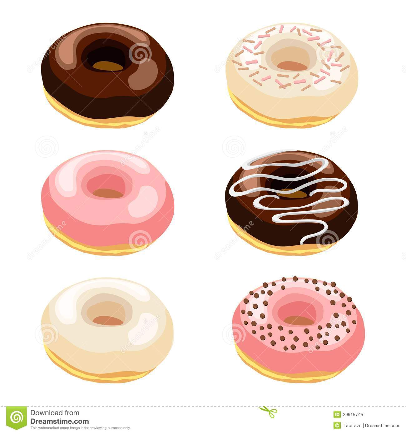 Vector Illustration Set Of Donuts With Various Top Royalty Free Stock