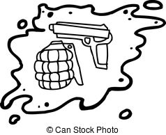 Weapons In Splatter Outline   Cartoon Outline Of Weapons   