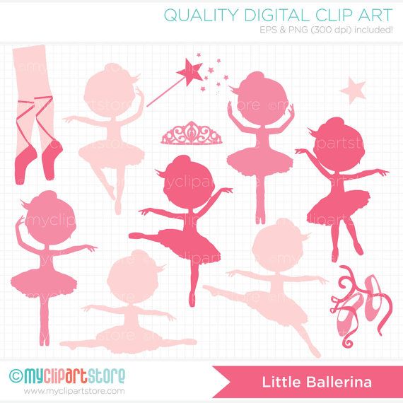     Ballerina Silhouette Clip Art   Digital Clipart   Instant Download