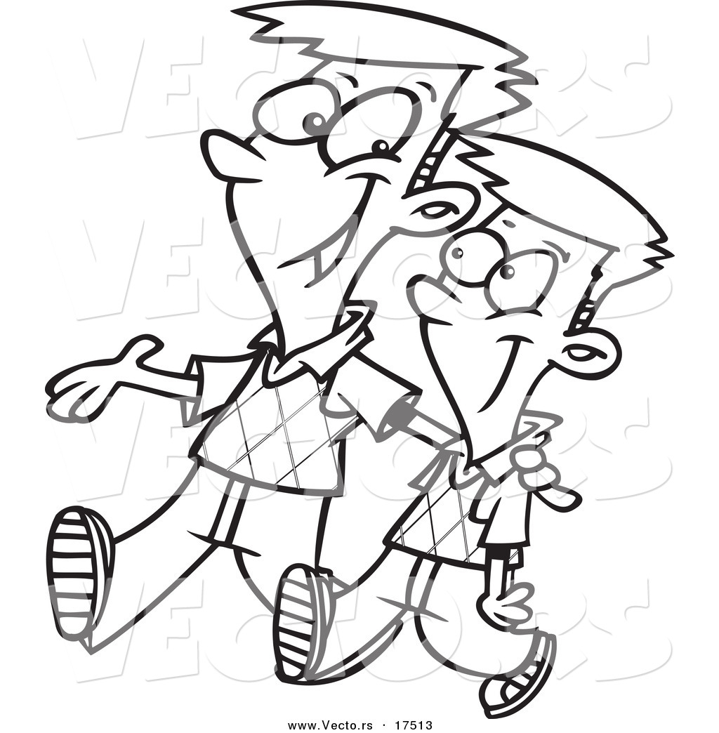 Brother Clipart Vector Of A Cartoon Big Brother Walking With His
