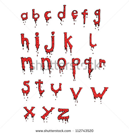 Cartoon Dripping Blood Halloween Alphabet Stock Vector Illustration