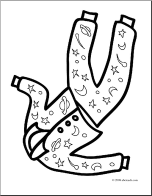 Clip Art  Basic Words  Pajamas  Coloring Page    Preview 1