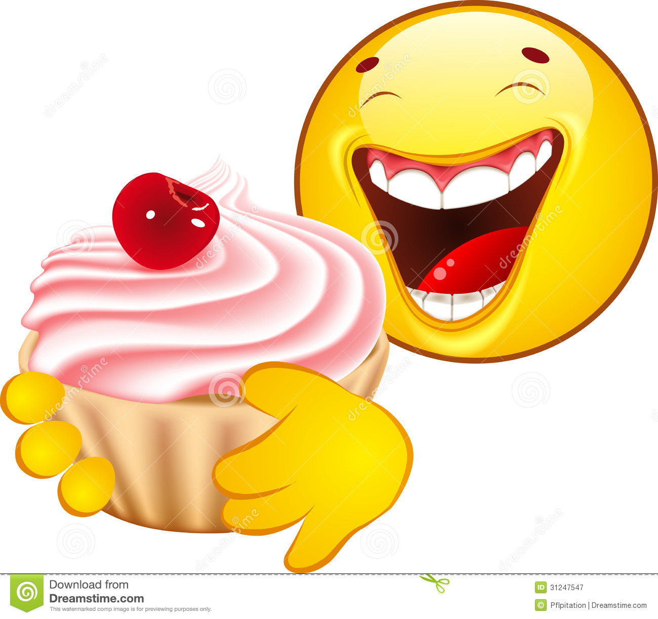 Emoticon Eating A Dessert Royalty Free Stock Photography   Image