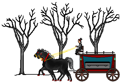 Halloween Clip Art   Black Horses Carriage And Bare Trees
