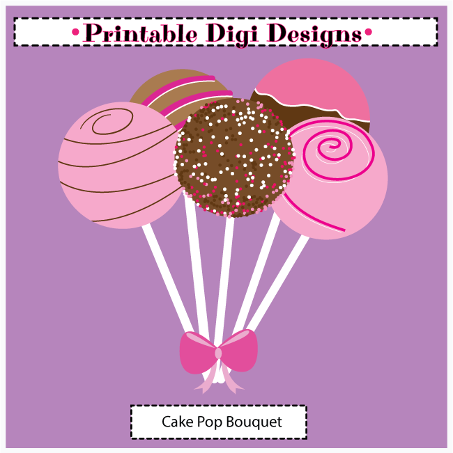 Sweet Cake Pop Bouquet Clipart Single Graphic
