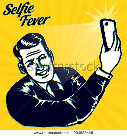 Vintage Retro Clipart  Selfie Fever  Man Takes A Selfie With