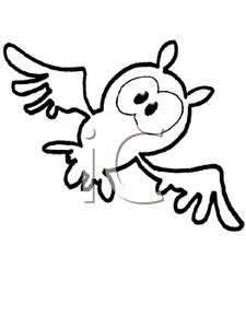 An Outline Of An Owl Flying   Royalty Free Clipart Picture