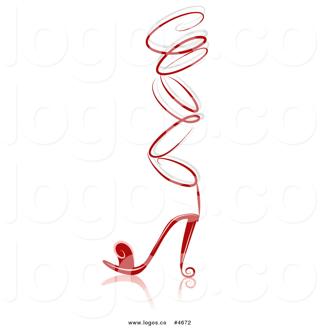 Art Vector Logo Of A Red Lace Up High Heel Shoe By Bnp Design Studio