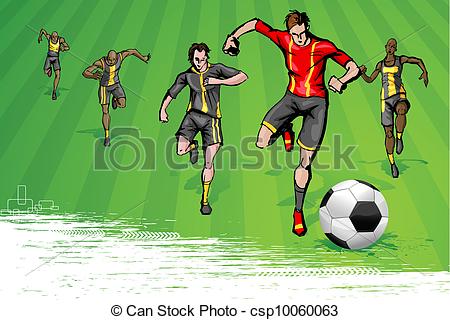 Clip Art Vector Of Soccer Game   Illustration Of Soccer Player Playing