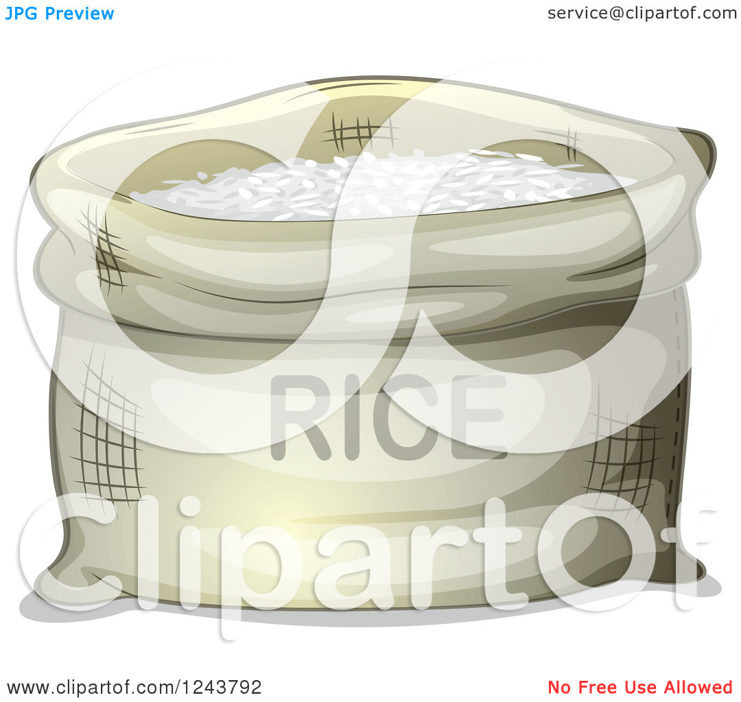 Clipart Of An Open Sack Of Rice   Royalty Free Vector Illustration By