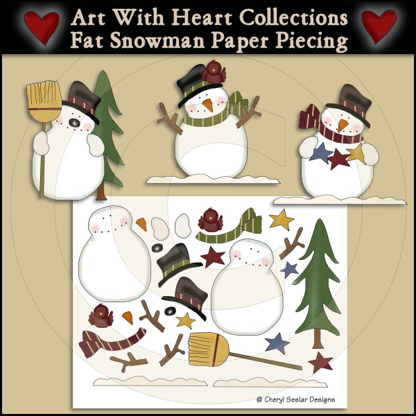 Country Snowman Clipart Fat Snowman Paper Piecing