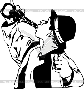 Drinking Man With Bottle   Vector Clipart