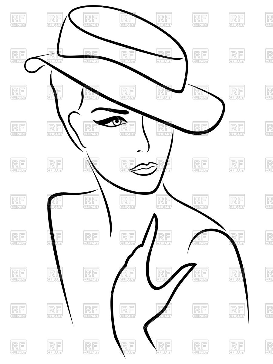 Elegant Young Lady In Hat 85456 Download Royalty Free Vector Clipart