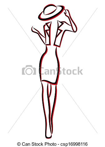 Elegant Young Woman In Hat And Jacket    Csp16998116   Search Clipart