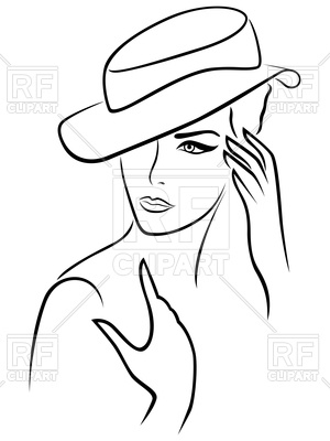 Elegant Young Woman In Hat Outline 85455 Download Royalty Free