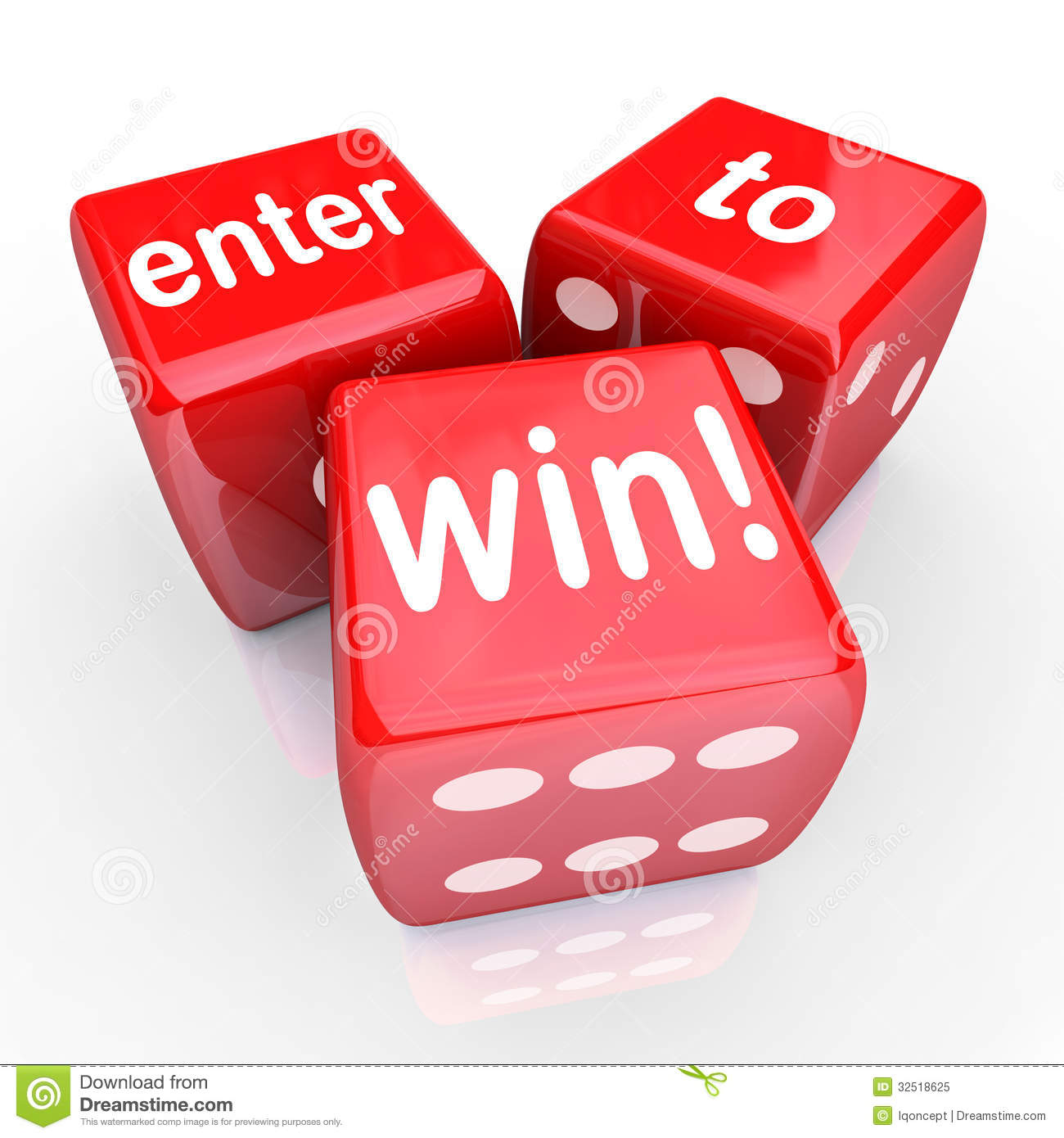 Enter To Win 3 Red Dice Contest Winning Entry Royalty Free Stock Photo