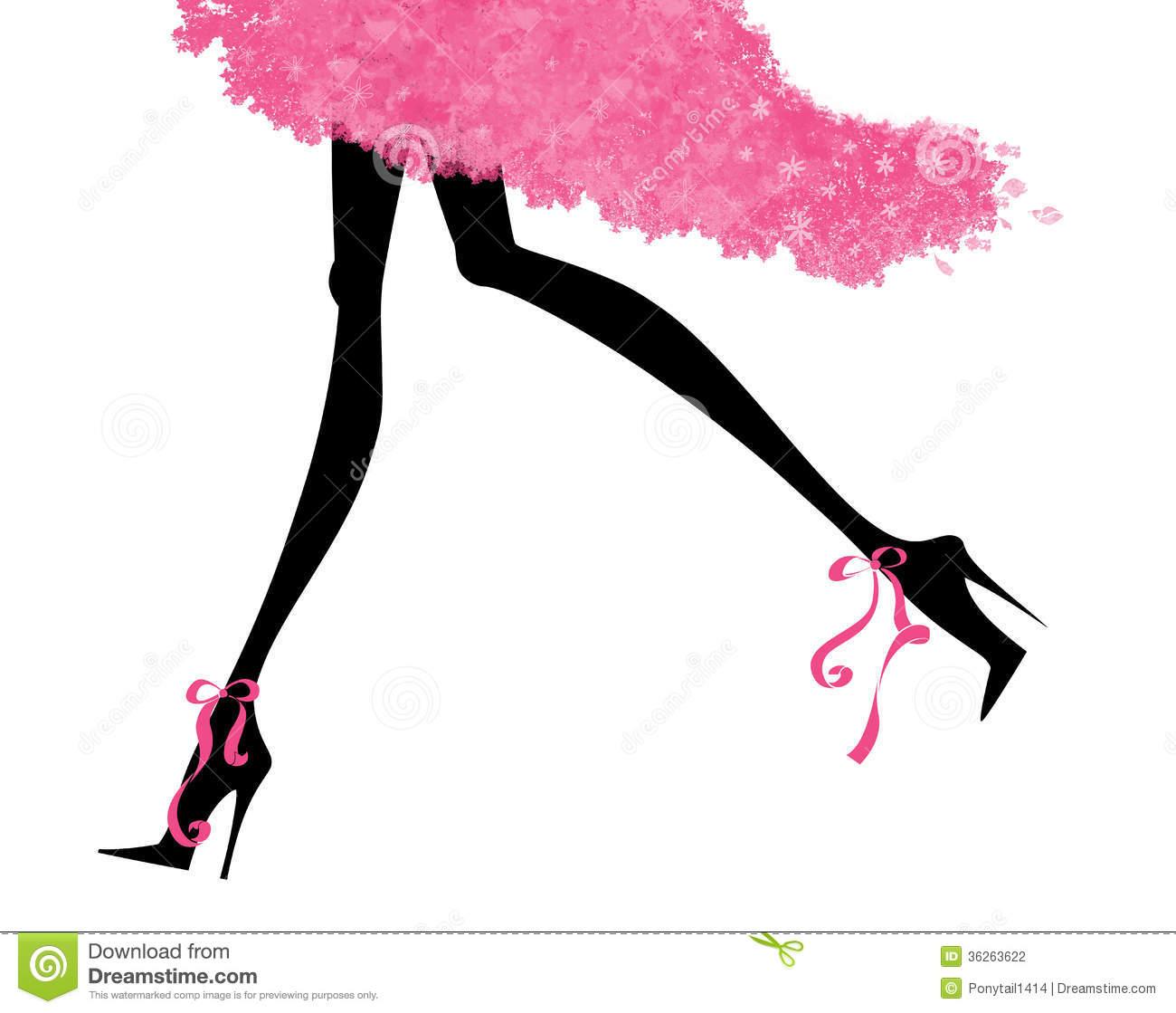Fashion Illustration Of Long Sexy Legs In Stiletto Heels And A Party