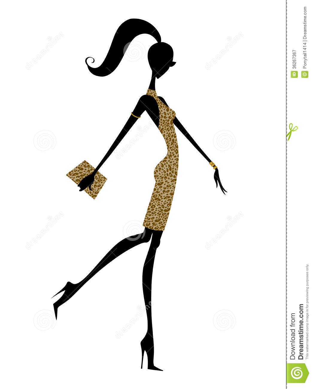 Fashion Silhouette Of A Girl Walking Royalty Free Stock Photography