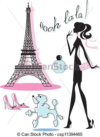 Icons Including Eiffel Tower Girl Poodle Perfume High Heeled Shoes