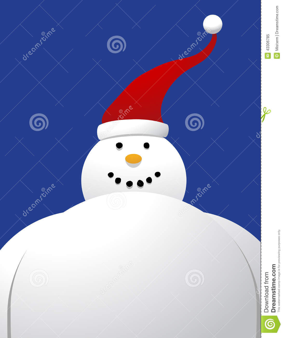 Illustration Of A Happy Chubby Snowman On Blue