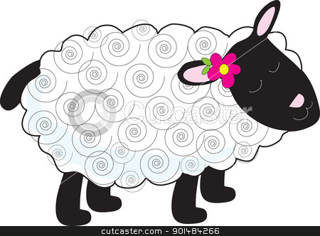 Little Lamb Stock Vector Clipart A Little Lamb Has A Curly White