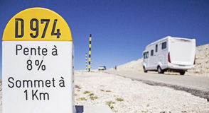 Milestone Mout Ventoux With Auto Camper  Royalty Free Stock Image