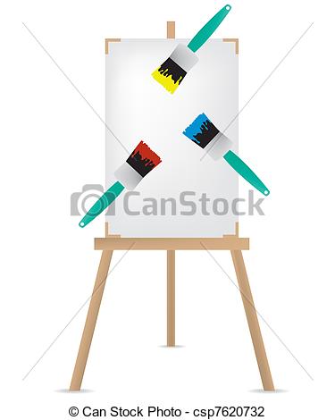 Of Easel And Paint Brush Illustration Csp7620732   Search Clipart