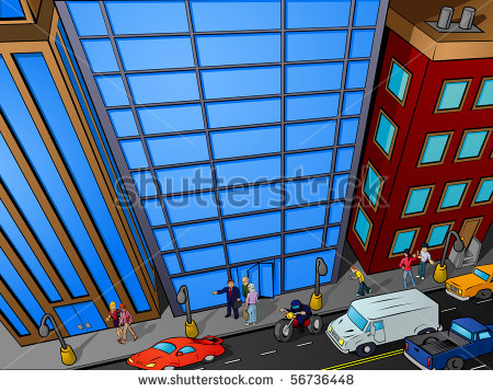 Overhead View Of A Busy City Street   Stock Vector