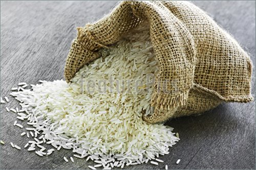 Picture Of Long Grain Rice In Burlap Sack  Photo To Download At