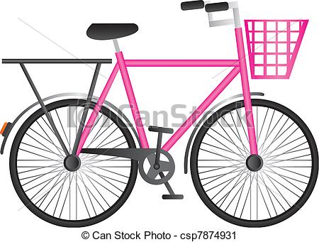 Pink Bicycle Isolated Over White Background  Vector
